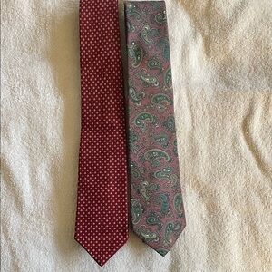 Bloomingdale's Red Polka Dot and Green Paisley Ties (set of 2)